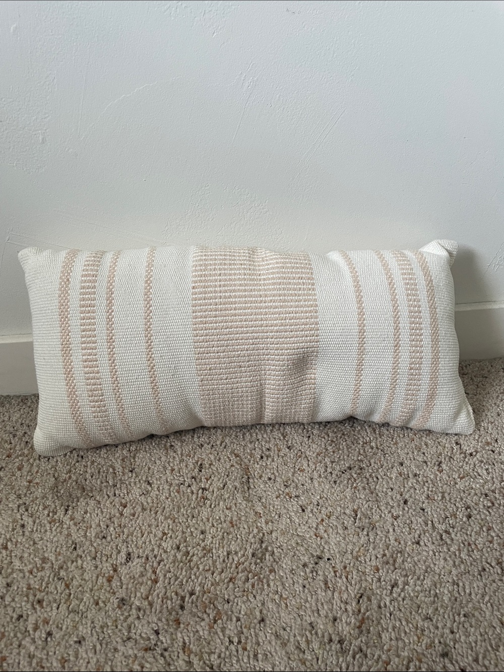 Neutral Cream and Tan Striped Decorative Pillow